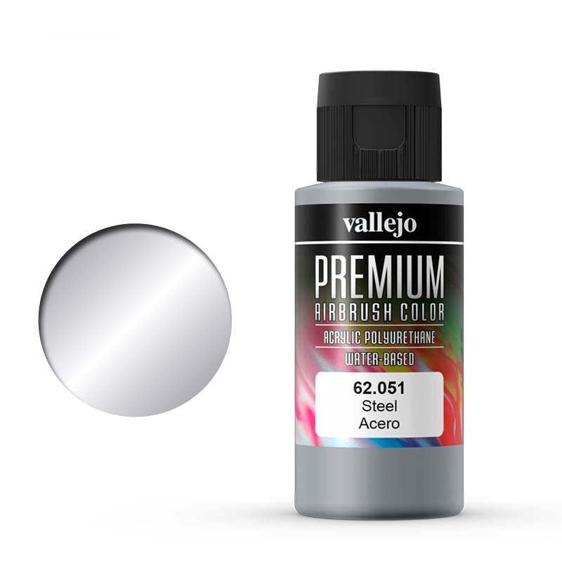 62.051 Steel (60ml) - Vallejo: Premium Airbrush Color - RedQueen.mx