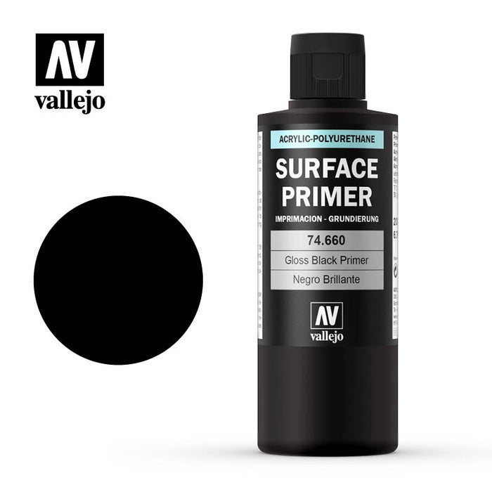 74.660 Gloss Black (200ml) - Vallejo: Surface Primer - RedQueen.mx